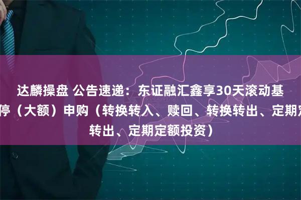 达麟操盘 公告速递：东证融汇鑫享30天滚动基金基金暂停（大额）申购（转换转入、赎回、转换转出、定期定额投资）