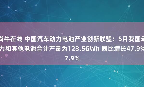 尚牛在线 中国汽车动力电池产业创新联盟：5月我国动力和其他电池合计产量为123.5GWh 同比增长47.9%